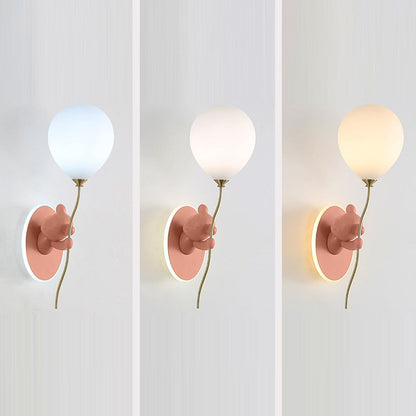 Kids Bear Balloon Resin Glass Ball 1-Light Wall Sconce Lamp
