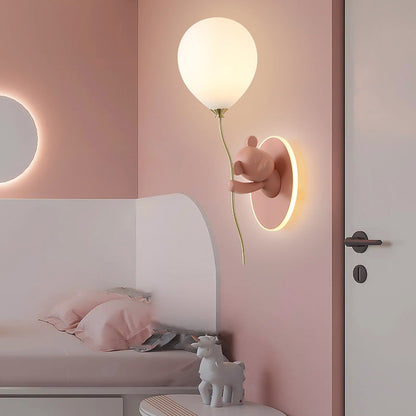 Kids Bear Balloon Resin Glass Ball 1-Light Wall Sconce Lamp