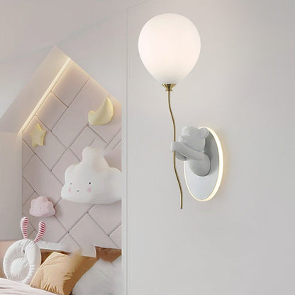 Kids Bear Balloon Resin Glass Ball 1-Light Wall Sconce Lamp