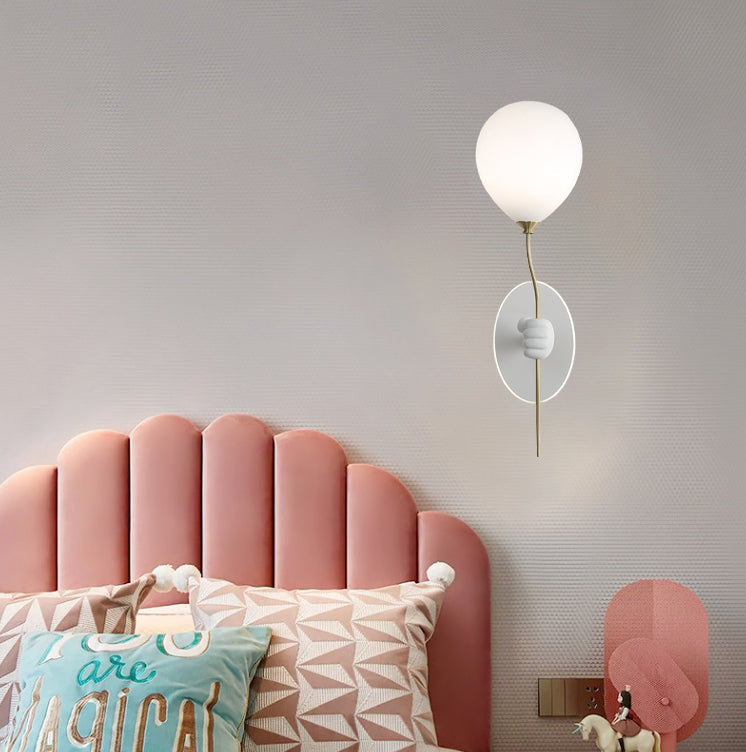 Kids Bear Balloon Resin Glass Ball 1-Light Wall Sconce Lamp