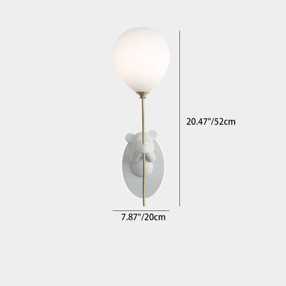 Kids Bear Balloon Resin Glass Ball 1-Light Wall Sconce Lamp