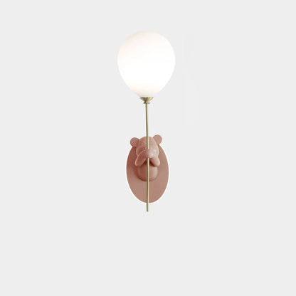 Kids Bear Balloon Resin Glass Ball 1-Light Wall Sconce Lamp