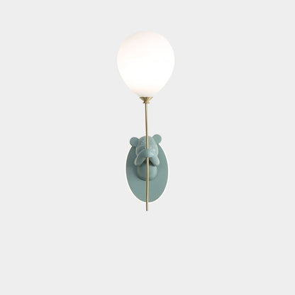 Kids Bear Balloon Resin Glass Ball 1-Light Wall Sconce Lamp
