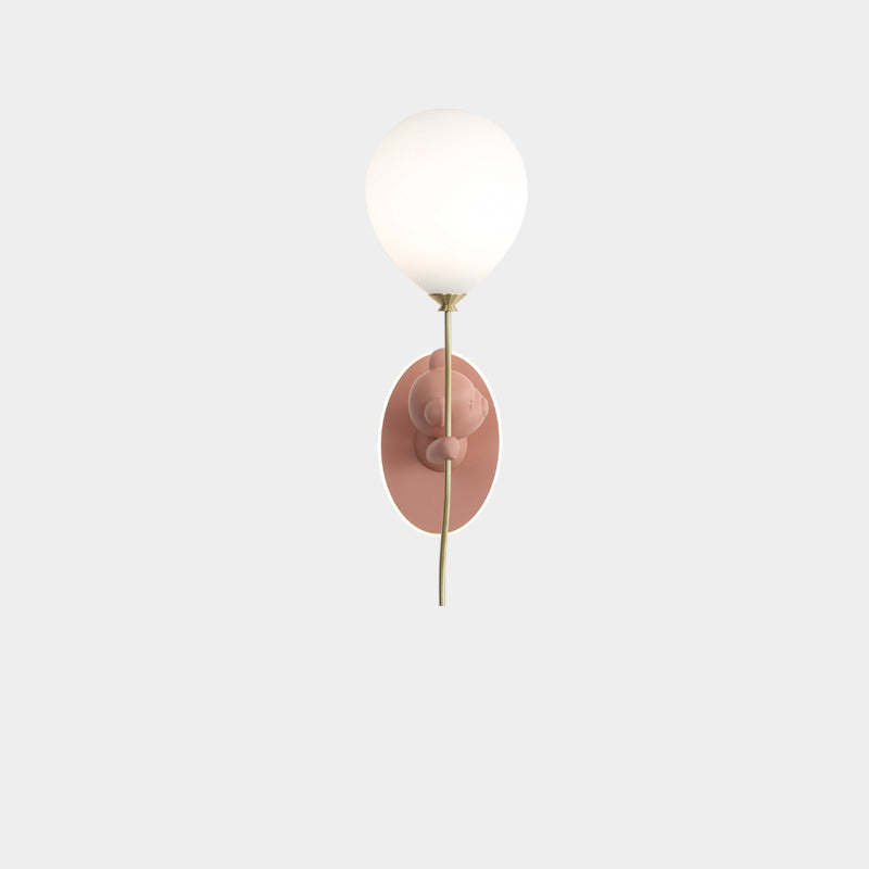 Kids Bear Balloon Resin Glass Ball 1-Light Wall Sconce Lamp