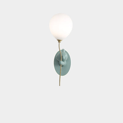 Kids Bear Balloon Resin Glass Ball 1-Light Wall Sconce Lamp