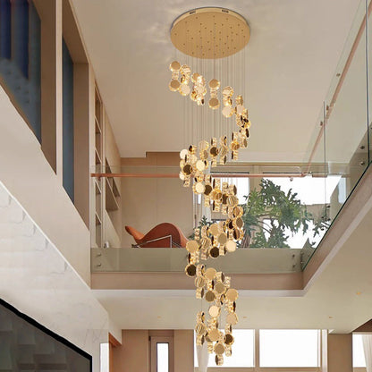 Spiral Round Crystal Stainless Steel Loft LED Chandelier