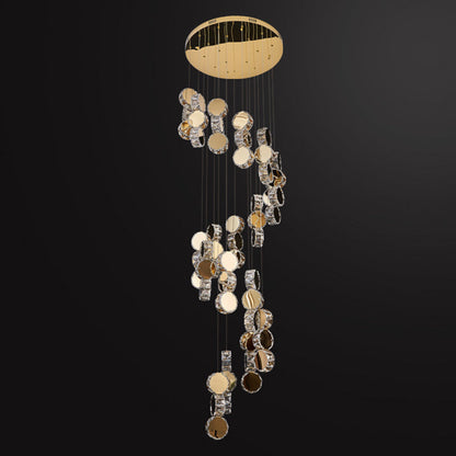 Spiral Round Crystal Stainless Steel Loft LED Chandelier