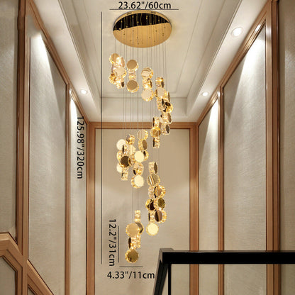 Spiral Round Crystal Stainless Steel Loft LED Chandelier
