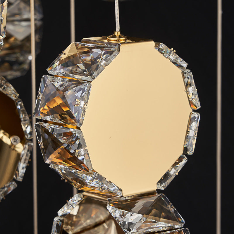 Spiral Round Crystal Stainless Steel Loft LED Chandelier