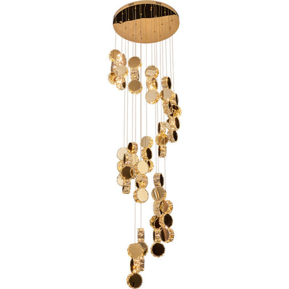 Spiral Round Crystal Stainless Steel Loft LED Chandelier