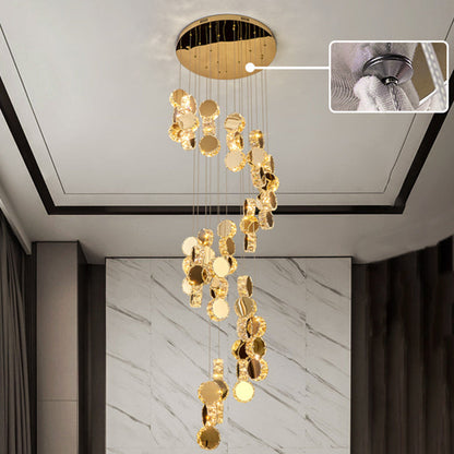 Spiral Round Crystal Stainless Steel Loft LED Chandelier