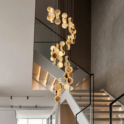 Spiral Round Crystal Stainless Steel Loft LED Chandelier