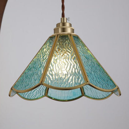 Flower Hammered Glass Shade Wood 1-Light Wall Sconce Lamp