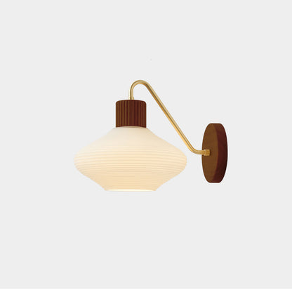 Nordic Oval Striped Glass Wood 1-Light Wall Sconce Lamp