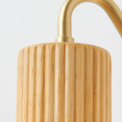 Nordic Oval Striped Glass Wood 1-Light Wall Sconce Lamp