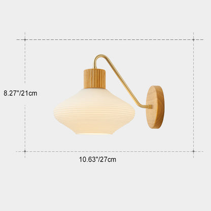 Nordic Oval Striped Glass Wood 1-Light Wall Sconce Lamp