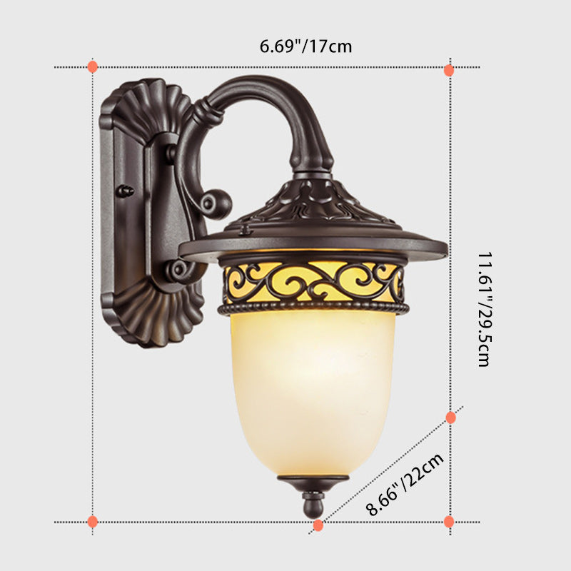 Waterproof Pattern Aluminum Glass 1-Light Wall Sconce Lamp