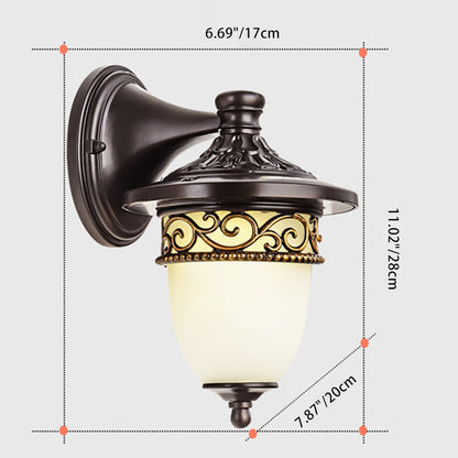 Waterproof Pattern Aluminum Glass 1-Light Wall Sconce Lamp