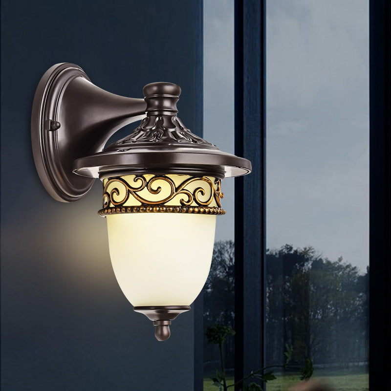 Waterproof Pattern Aluminum Glass 1-Light Wall Sconce Lamp