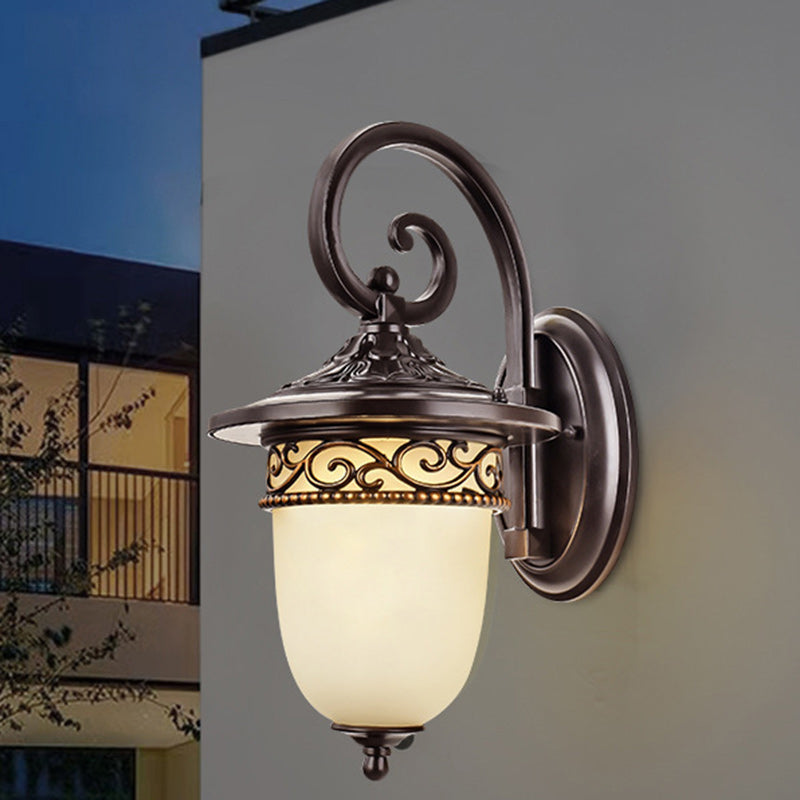 Waterproof Pattern Aluminum Glass 1-Light Wall Sconce Lamp
