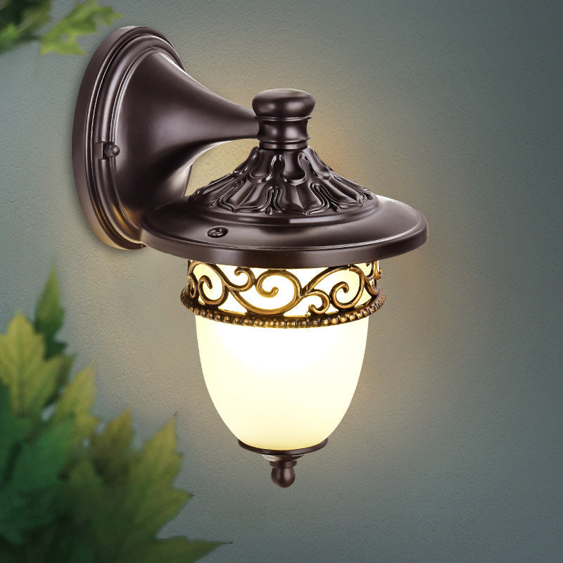 Waterproof Pattern Aluminum Glass 1-Light Wall Sconce Lamp