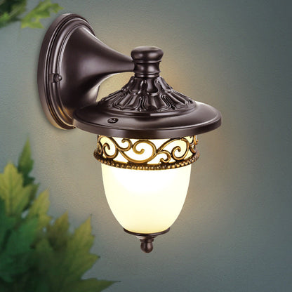 Waterproof Pattern Aluminum Glass 1-Light Wall Sconce Lamp
