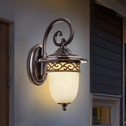 Waterproof Pattern Aluminum Glass 1-Light Wall Sconce Lamp