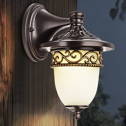 Waterproof Pattern Aluminum Glass 1-Light Wall Sconce Lamp
