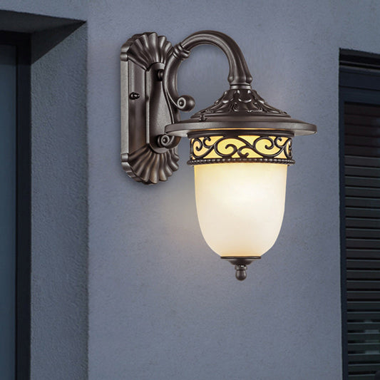 Waterproof Pattern Aluminum Glass 1-Light Wall Sconce Lamp