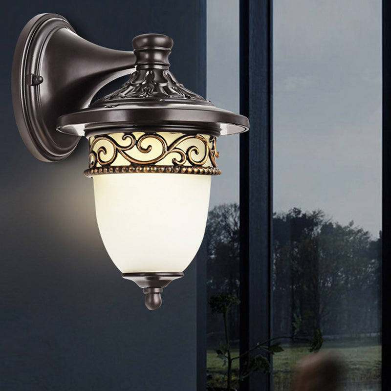 Waterproof Pattern Aluminum Glass 1-Light Wall Sconce Lamp