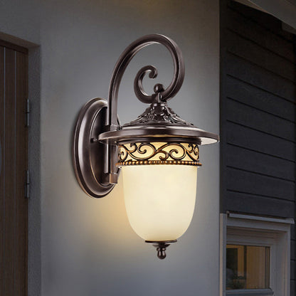 Waterproof Pattern Aluminum Glass 1-Light Wall Sconce Lamp