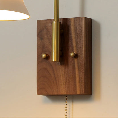 Japanese Base Ceramic Shade Wood 1-Light Wall Sconce Lamp