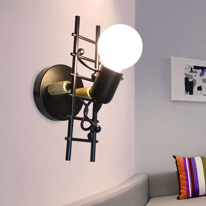 Creative Humanoid Ladder Iron 1-Light Wall Sconce Lamp