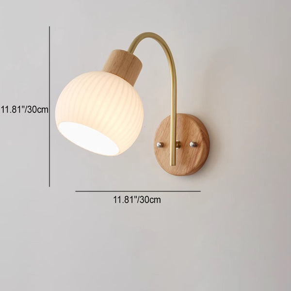 Ball Stripe Acrylic Wood Iron 1-Light Wall Sconce Lamp
