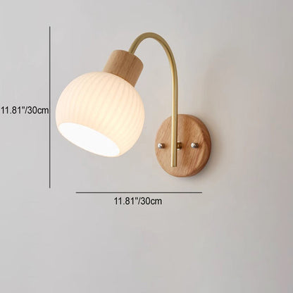 Ball Stripe Acrylic Wood Iron 1-Light Wall Sconce Lamp