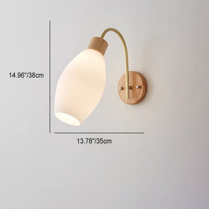 Ball Stripe Acrylic Wood Iron 1-Light Wall Sconce Lamp