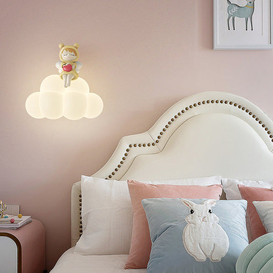 Cloud Angel Rabbit Iron PE LED Kids Wall Sconce Lamp