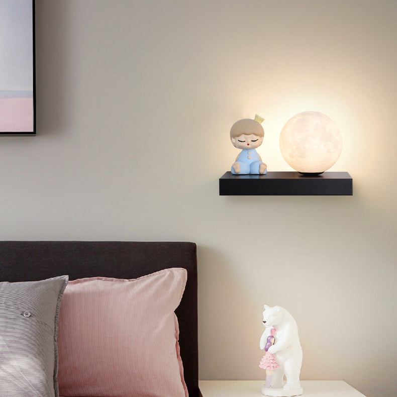 Cartoon Astronaut Iron Resin Wood 1 -Light Wall Sconce Lamp