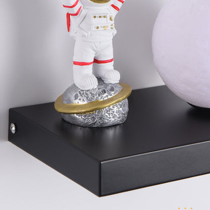 Cartoon Astronaut Iron Resin Wood 1 -Light Wall Sconce Lamp