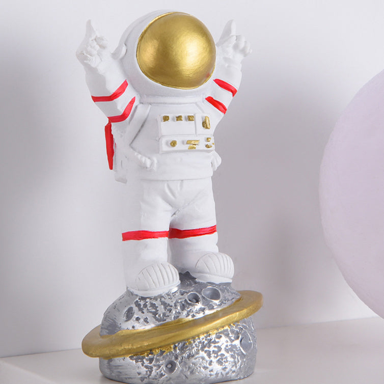 Cartoon Astronaut Iron Resin Wood 1 -Light Wall Sconce Lamp