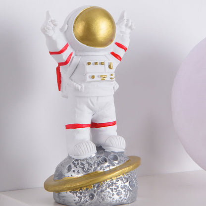 Cartoon Astronaut Iron Resin Wood 1 -Light Wall Sconce Lamp