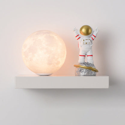 Cartoon Astronaut Iron Resin Wood 1 -Light Wall Sconce Lamp