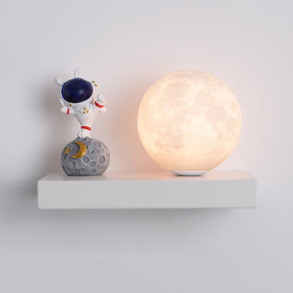Cartoon Astronaut Iron Resin Wood 1 -Light Wall Sconce Lamp