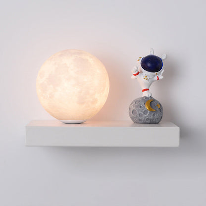 Cartoon Astronaut Iron Resin Wood 1 -Light Wall Sconce Lamp