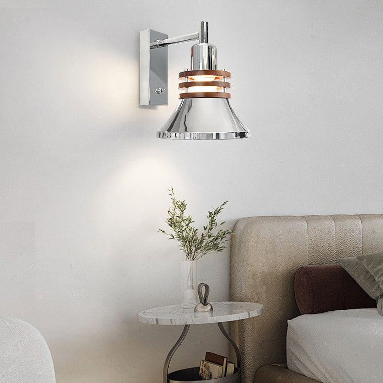 Iron Horned Bowl Cylinder Disc 1-Light Wall Sconce Lamp