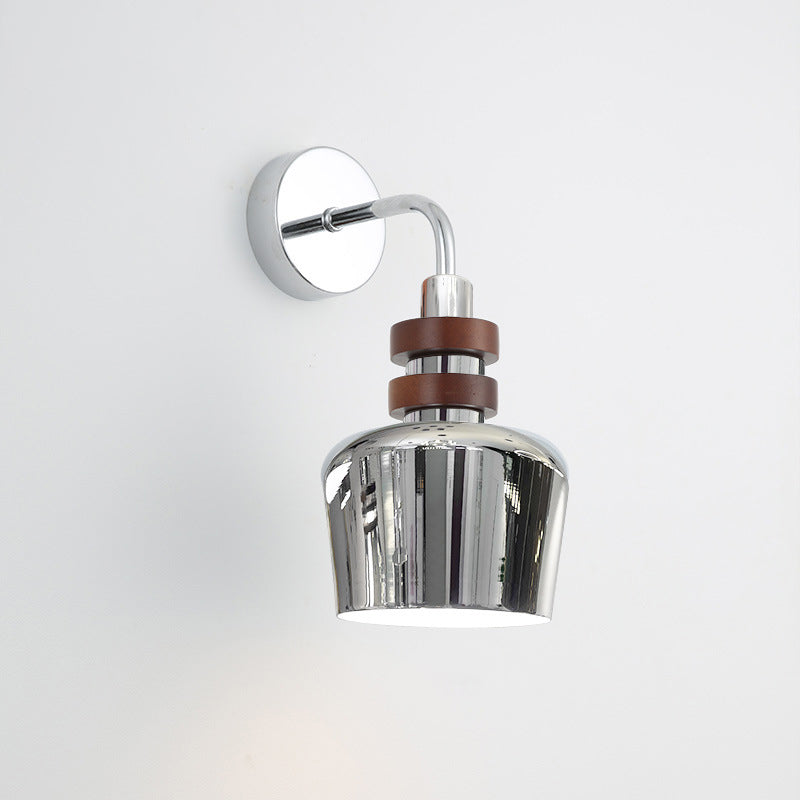 Iron Horned Bowl Cylinder Disc 1-Light Wall Sconce Lamp