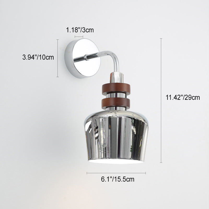 Iron Horned Bowl Cylinder Disc 1-Light Wall Sconce Lamp