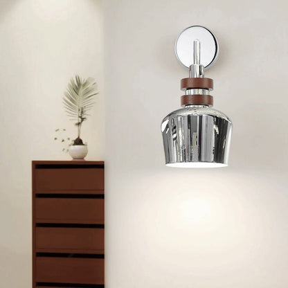 Iron Horned Bowl Cylinder Disc 1-Light Wall Sconce Lamp