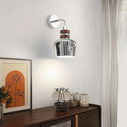 Iron Horned Bowl Cylinder Disc 1-Light Wall Sconce Lamp