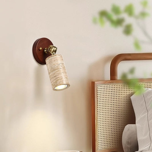 Japanese Half-Circular Wood Stone 1-Light Wall Sconce Lamp